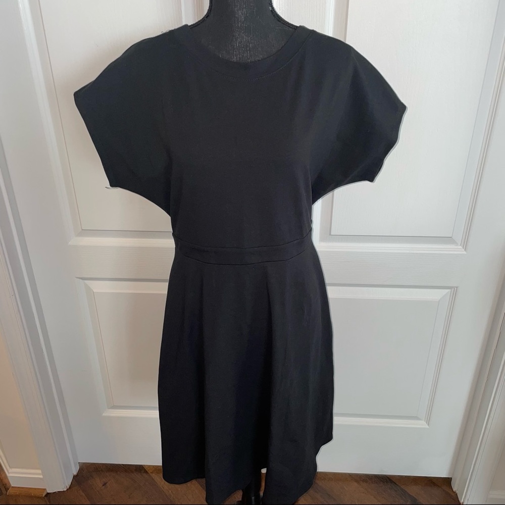 Modcloth Black Midi Dress with Cap Sleeves